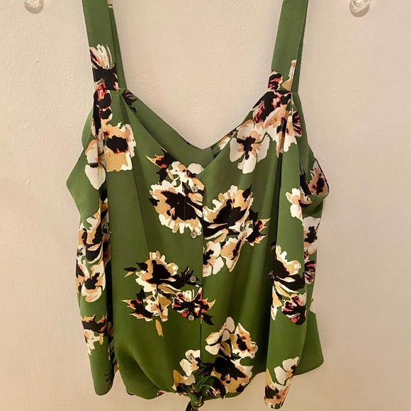 1. STATE Womens Floral Sleeveless V Neck Tie Tank - Picture 1 of 10